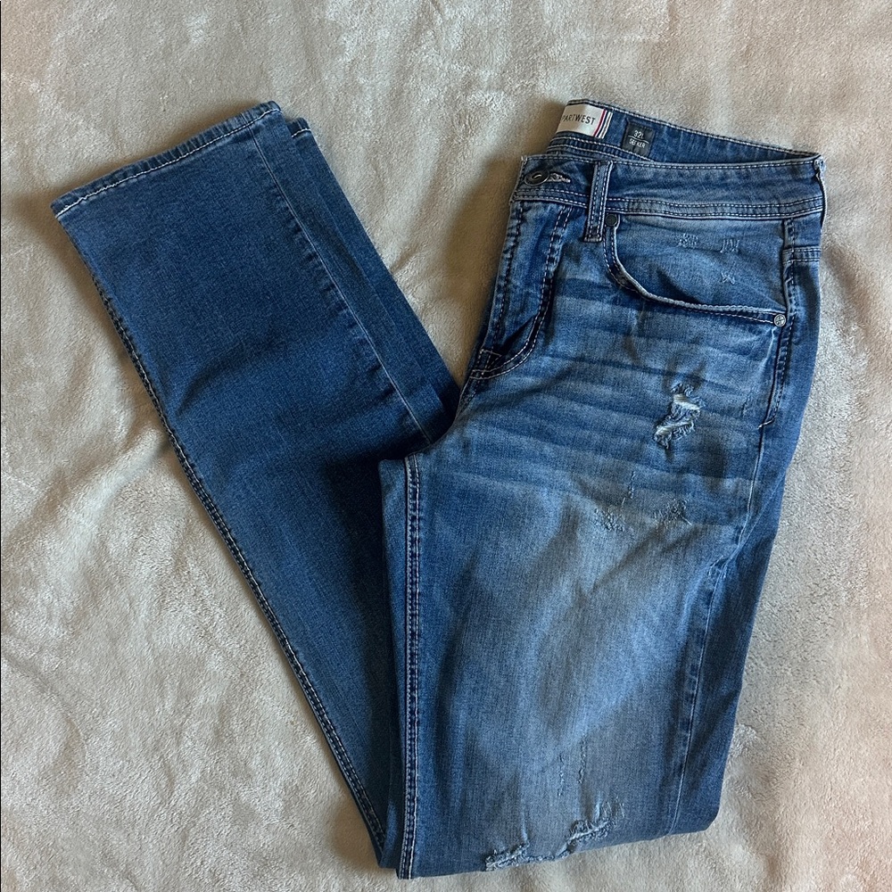 Deparwest Men's Blue Straight Jeans